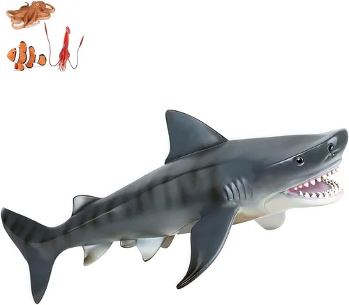 Figura de acción de tiburón tigre, figura de tiburón de la vida marina, animal marino realista del mundo del océano