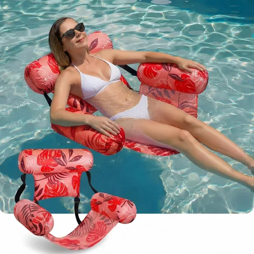 Miniatura 11 de Flotadores inflables para piscina, sillas flotantes para adultos, fideos de piscina inflables para adultos, natación resistente, plantas tropicales