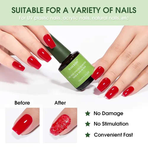 Miniatura 4 de Removedor de esmalte de uñas de gel de 0.5 onzas líquidas, removedor de esmalte profesional para uñas, removedor de esmalte rápido y fácil en 2-5