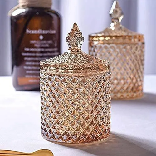 Miniatura 2 de Rainie Love Home - Juego básico de organización de almacenamiento de alimentos, tarro facetado de diamante de cristal con tapa de cristal, adecuado