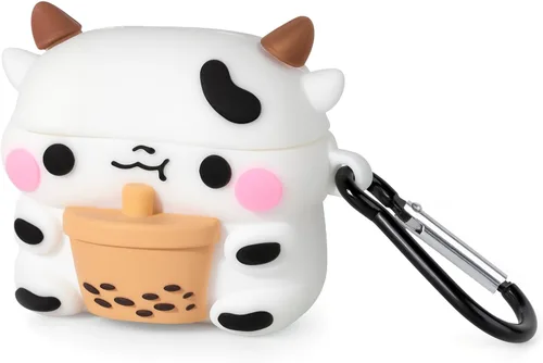 Funda para AirPods 4, lindo Boba Tea Cow AirPods de 4ª generación (2024), divertido animal de dibujos animados 3D, protección resistente, cubierta