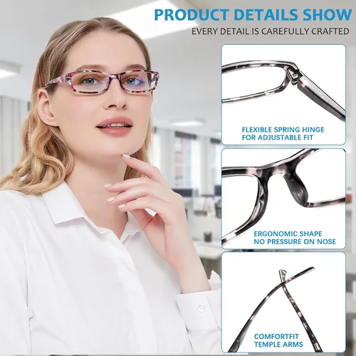 Miniatura 3 de Paquete de 5 pares de lentes para bloquear la luz azul para computadora y lectura para hombres y mujeres, antifatiga ocular (5 Mix-2, 2.00)