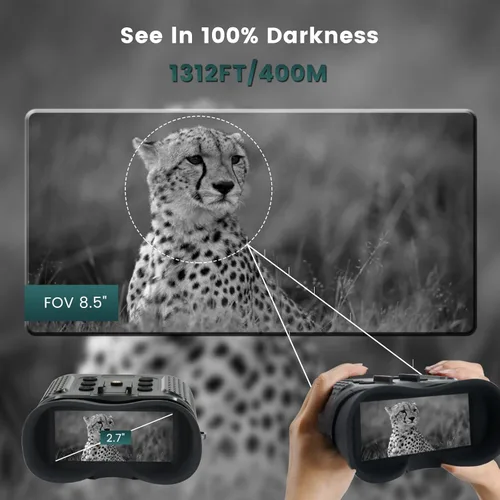 Miniatura 3 de Gafas de visión nocturna montadas en la cabeza, prismáticos digitales recargables de visión nocturna infrarroja de 1312 pies y 2.7 pulgadas