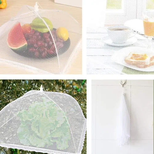 Miniatura 7 de Onarway Paquete de 3 cubiertas de alimentos de 12 pulgadas con placa de malla cifrada emergente, paraguas de pantalla fina para exteriores, fiestas