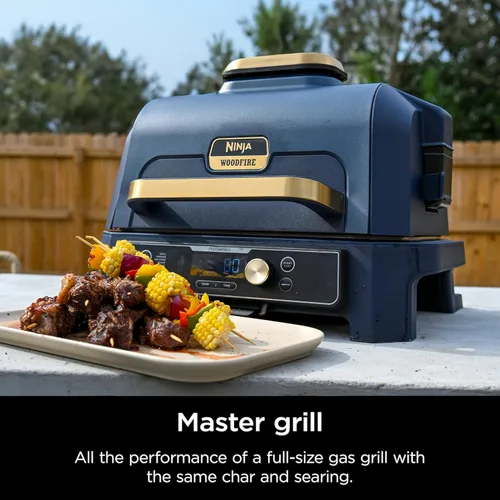 Miniatura 4 de Ninja Woodfire Pro Connect XL - Parrilla y ahumador para exteriores Bluetooth, aplicación habilitada Parrilla 7 en 1, ahumador de barbacoa, azul