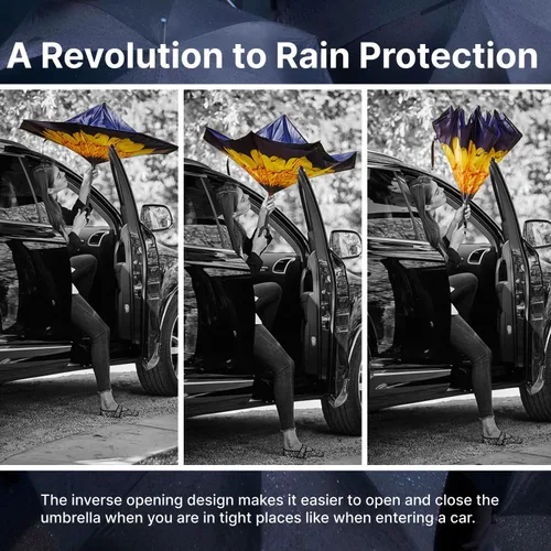 Miniatura 4 de Topsy Turvy Inverted Umbrella Windproof, UV Protection, Drip-Free, C-Shape Handle for Hand-Free Use, Self-Standing