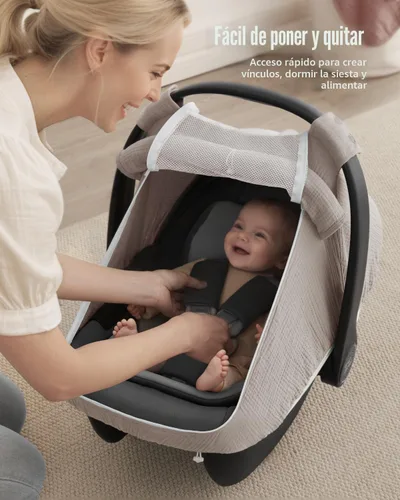 Miniatura 5 de Blissful Diary Cubierta de asiento de coche para bebé, ventana de malla extra grande, muselina de algodón transpirable, toldo infantil a prueba