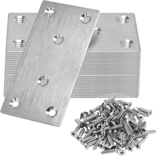 Miniatura 19 de Soporte plano de 1.575 x 0.630 x 0.079 in, soporte recto de acero inoxidable, soporte recto de metal, soporte recto negro, placa de unión