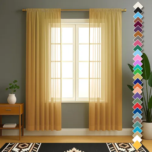 Miniatura 36 de YHSF Cortinas traslúcidas – Juego de 2 paneles para decoración del hogar – Elegantes cortinas de gasa sólida con bolsillo para barra