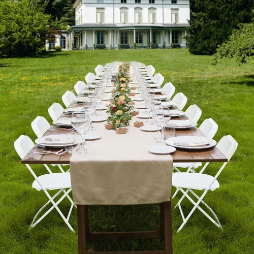 Miniatura 6 de Real Relax Juego de 10 sillas plegables de plástico, sillas plegables de plástico negro, perfectas para fiestas, eventos al aire libre
