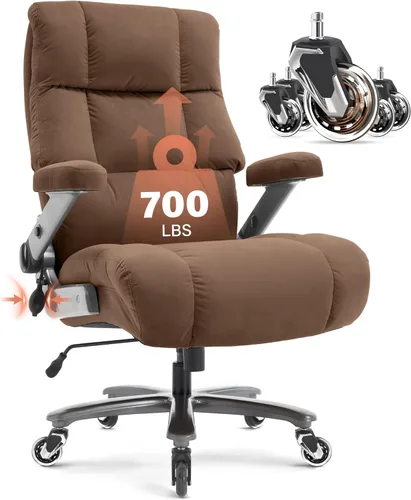 Miniatura 12 de Silla de oficina grande y alta, 700 libras, silla de escritorio ejecutiva con soporte lumbar ajustable, brazos abatibles 3D, ruedas silenciosas