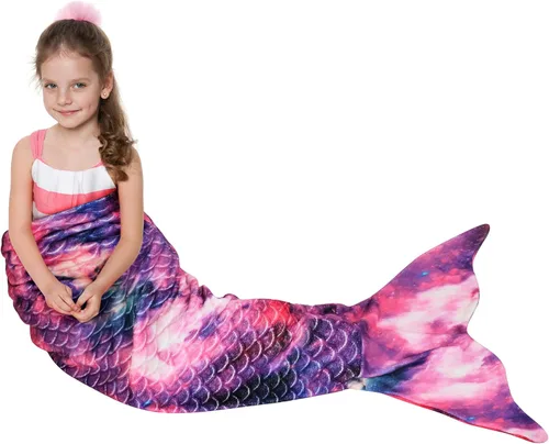 Miniatura 20 de Manta de cola de sirena para niños de Catalonia, manta súper suave de franela para dormir, manta acogedora para niñas, diseño de arco iris, regalo