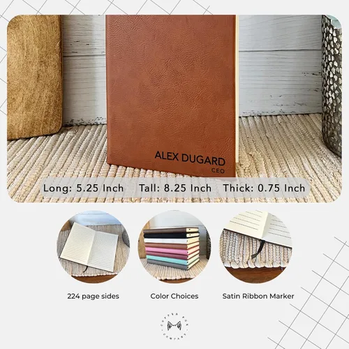 Miniatura 2 de Diario de cuero personalizado de alta calidad para ella, diarios y cuadernos personalizados con nombre grabado, regalo perfecto para viajar