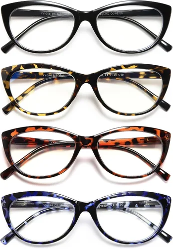 Miniatura 10 de EYEURL Lentes de lectura con diseño de ojo de gato para mujer, bloqueo de luz azul, paquete de 4 unidades, para lectura a la moda, antifatiga