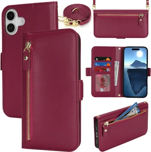 Miniatura 38 de Lipvina Funda tipo cartera para iPhone 12 Pro Max / 13 Pro Max para mujeres, bolsillo con cremallera, funda de teléfono de cuero PU con soporte