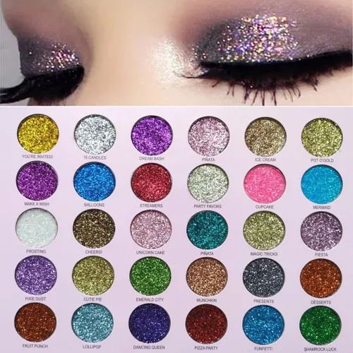 Miniatura 2 de Paleta de maquillaje de sombra de ojos con purpurina de 30 colores, paleta de sombra de ojos brillante + 1 pincel de sombra de ojos de larga
