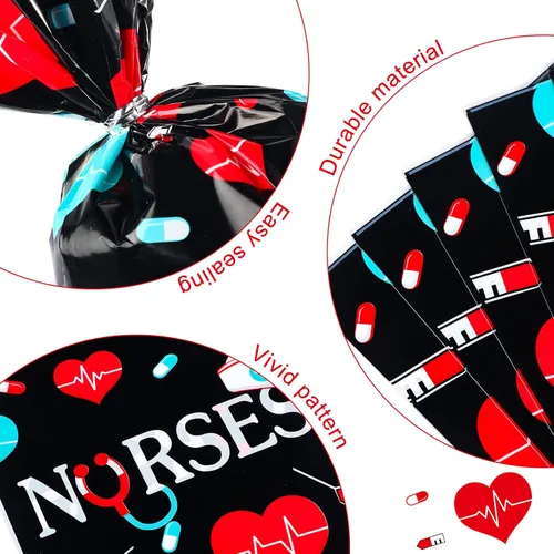 Miniatura 3 de Paquete de 100 bolsas de regalo para la semana de las enfermeras, bolsas de dulces de enfermería, bolsas de regalo médico, bolsas de regalo
