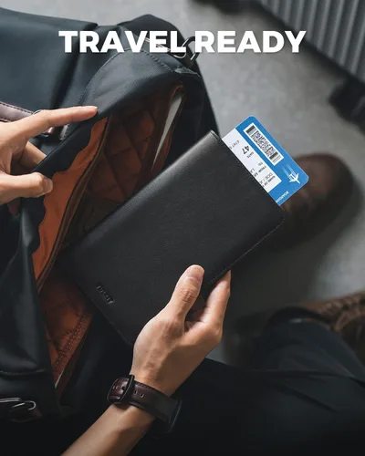 Miniatura 5 de VULKIT Billetera para pasaporte, con bloqueo RFID, cartera de viaje para hombres y mujeres