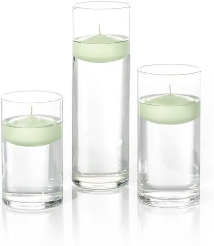 Miniatura 9 de yummi Juego de 18 velas flotantes y jarrones cilíndricos - Borgoña