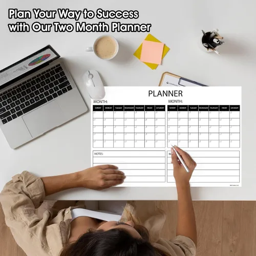 Miniatura 4 de Calendario de pared grande de borrado en húmedo y seco laminado con cinta de doble cara, planificador de pared de dos meses, tamaño 11 x 17 pulgadas