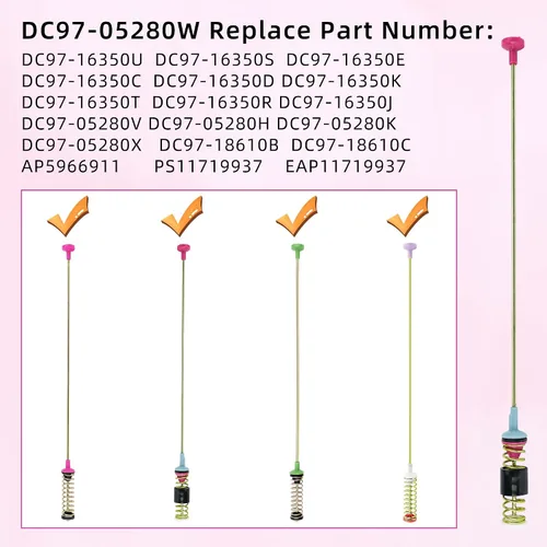 Miniatura 5 de Kits de varillas de suspensión WA50R5200AW/US WA50R5400AV/US para lavadora Samsung WA45T3200AW/A4, reemplaza WA45M7050AW/A4 WA45T3400AV/A4