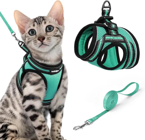 Miniatura 41 de rabbitgoo Juego de arnés y correa para gatos para caminar a prueba de escape, chaleco suave ajustable para gatitos con tira reflectante para gatos
