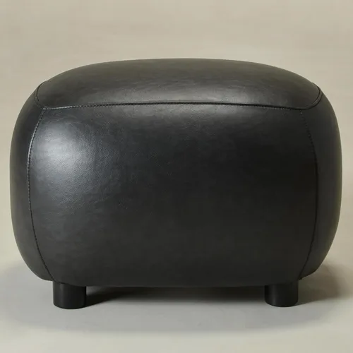 Miniatura 8 de KINWELL Otomana tapizada de piel sintética de 23 pulgadas de ancho, reposapiés moderno de mediados de siglo con asiento acolchado suave, reposapiés