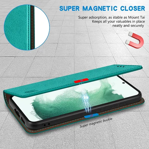 Miniatura 4 de ZZXX Funda tipo cartera para Samsung Galaxy S22 Plus con bloqueo RFID, soporte de ranura para tarjetas, funda protectora de cuero magnético fuerte
