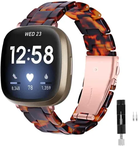 Miniatura 12 de Correa de reloj de resina compatible con Fitbit Versa 4/Sense 2/Versa 3/Sense 1, pulsera brazalete de moda ligera y ajustable de repuesto