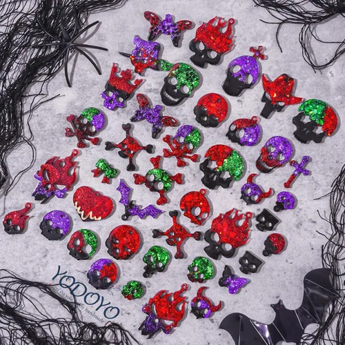 Miniatura 3 de Molde para aretes de resina de Halloween, 3 moldes de joyería de resina, varios moldes de silicona de calavera, moldes de pinzas para el cabello