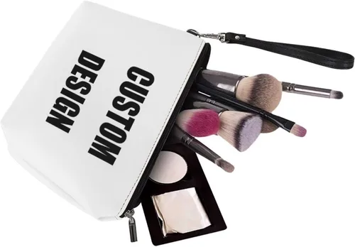 Miniatura 4 de Bigcardesigns Bolsa de maquillaje organizadora de cosméticos con asa para mujeres y señoras de viaje, portátil, bolsa de inodoro de piel sintética
