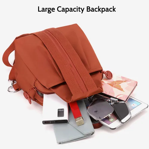 Miniatura 2 de Bolsa impermeable de 2 vías, bolsa de hombro convertible Oxford de gran capacidad, bolsa cruzada para mujer, mochila de viaje, Negro -, Mediana