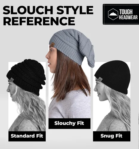 Miniatura 42 de Slouchy Cable tejido Gorro de lana por Tough Headwear – Gorro de lana de gran tamaño Sombreros Gorros Graves Sombreros Para Hombres y Mujeres