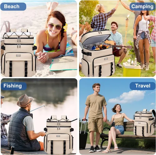 Miniatura 8 de Weitars - Mochila enfriadora aislada, bolsa enfriadora suave impermeable de doble cubierta, mochila enfriadora a prueba de fugas para almuerzo