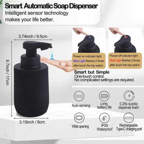 Miniatura 2 de Dispensador automático de jabón, dispensador de jabón líquido sin contacto para fregadero de cocina, dispensador automático de desinfectante