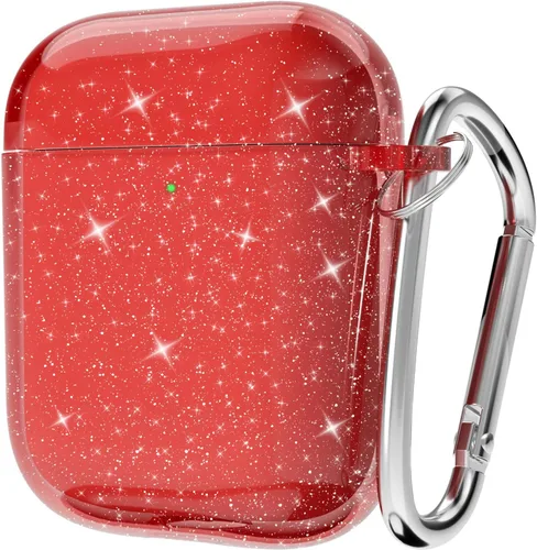 Miniatura 17 de Svanove Funda para Airpods Transparente con Purpurina, Funda Brillante y Bonita para Airpods de 1ª y 2ª Generación con Llavero, Carcasa Rígida