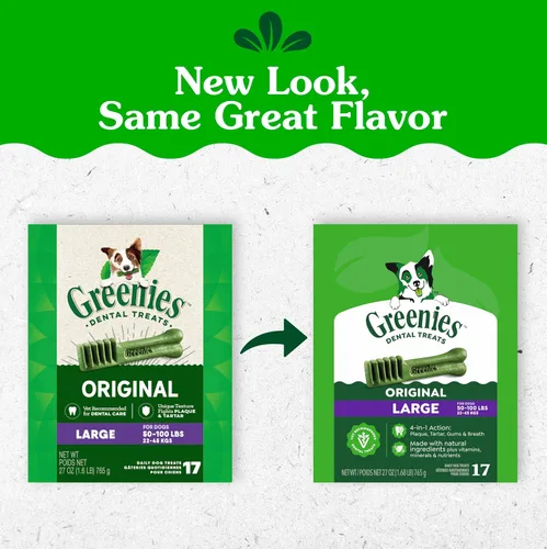 Miniatura 2 de GREENIES - Golosinas naturales originales para la salud dental de perros grandes, 27 onzas Paquete (17 golosinas)
