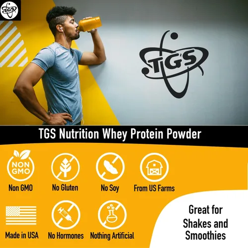 Miniatura 4 de TGS Nutrition 100 Proteína de suero en polvo sin sabor, sin azúcar - Limpia, sin ingredientes artificiales para hombres y mujeres - 5 libras a