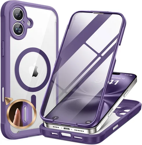 Miniatura 55 de Miracase Funda para iPhone 13 de 6.1 pulgadas, [sin burbujas] funda de teléfono de cuerpo completo con pantalla de vidrio completa integrada, sin