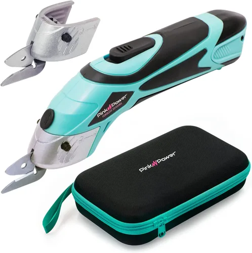 Pink Power Tijeras eléctricas de tela para manualidades, costura, cartón y alfombras, herramienta de corte profesional resistente, tijeras Aqua