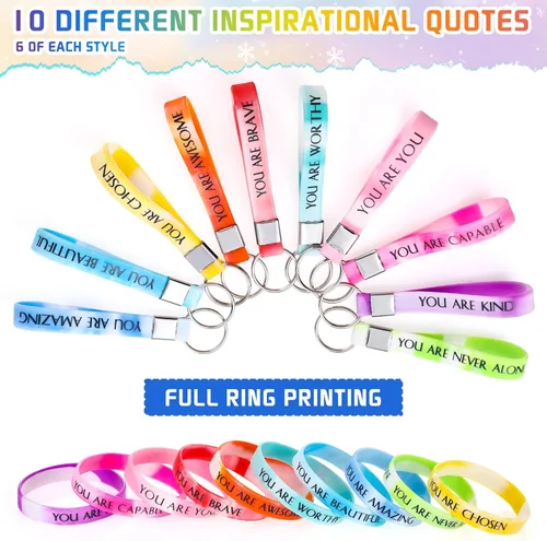 Miniatura 2 de Sratte 120 pulseras motivacionales, regalos inspiradores, llaveros inspiradores, regalo de agradecimiento para la semana de CNA, profesores