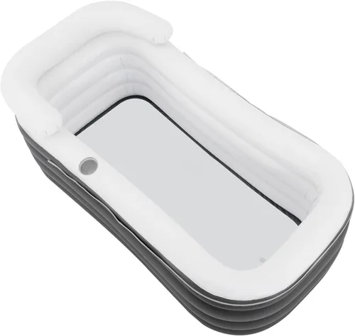Miniatura 8 de Bañera inflable, bañera inflable plegable de 51 pulgadas para adultos, 220 libras, portátil de pie con bomba de aire eléctrica para remojar la tina
