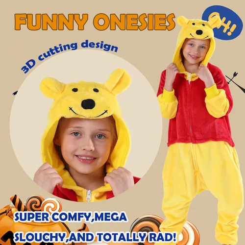 Miniatura 3 de SWEETXIN Kids Unisex Onesie Pajamas Plush One Piece Halloween Costume Cosplay Sleepwear for Girls Boys
