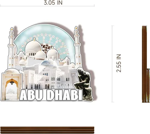 Miniatura 3 de Abu Dhabi United Arab EMI - Imán de madera 3D para nevera, recuerdos coleccionables, decoraciones artesanales hechas a mano