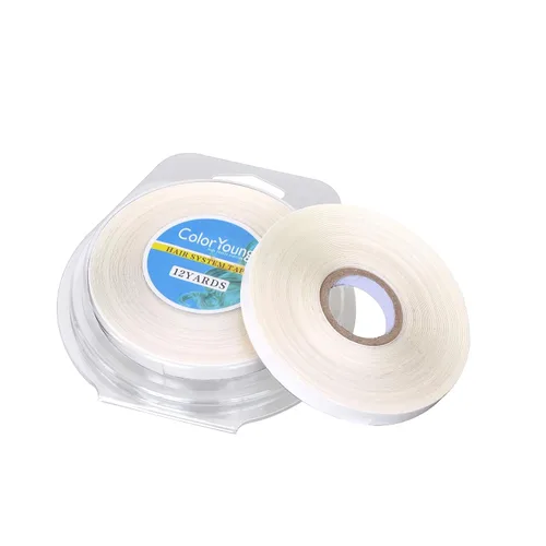5/16"(0.8cm)*12 yardas Cinta para extensiones de cabello con cinta adhesiva de doble cara para extensiones de cabello (blanco)