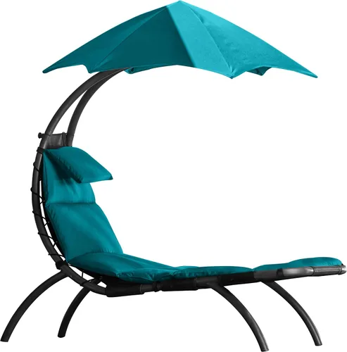 Miniatura 9 de Vivere Tumbona original Dream con paraguas de 6 puntos, poliéster hilado duradero, patas curvas, amplia cama de descanso, perfecta para exteriores