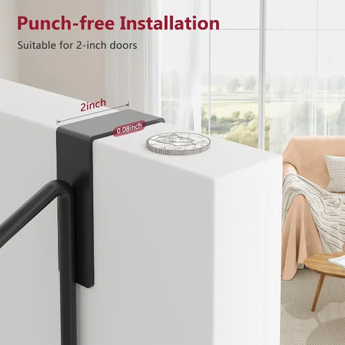 Miniatura 5 de Tajsoon Percha para colgar sobre la puerta con estante de almacenamiento y 6 ganchos, perchero para colgar abrigos, perchero de puerta para baño