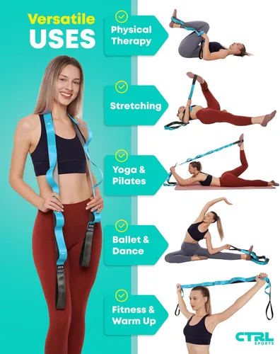 Miniatura 4 de Correa elástica con bucles, banda elástica no elástica para terapia física, correa de yoga para equipo de estiramiento, bandas elásticas