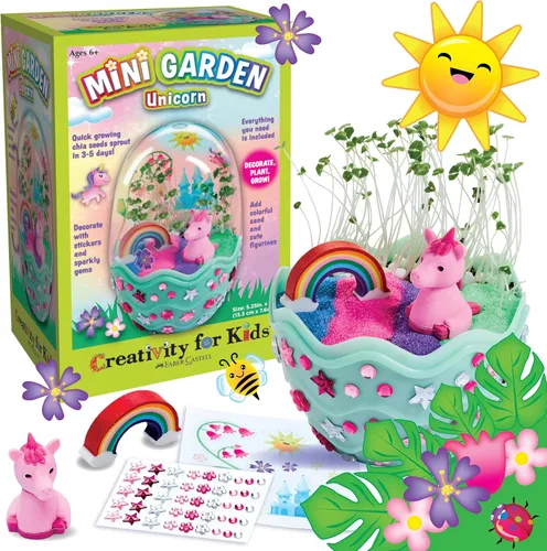 Creativity for Kids Mini Garden - Kit de terrario de unicornio mágico, regalos de unicornio para niñas, manualidades para niños, juguetes de