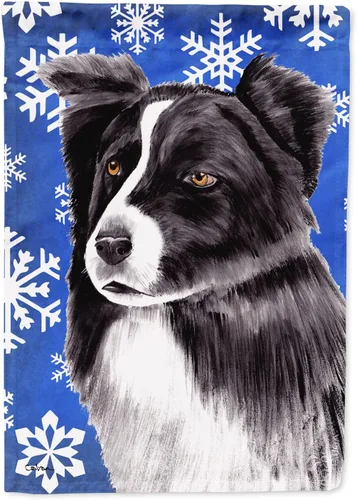 Miniatura 261 de Caroline's Treasures SC9374GF Bulldog English Snow flakes Holiday Garden Flag Buzón Bandera decorativa para patio exterior, patio, obras de arte